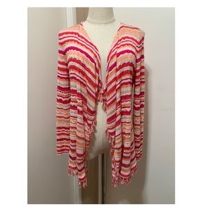 Chicos Stripped open front Cardigan Tassel Women’s size 0